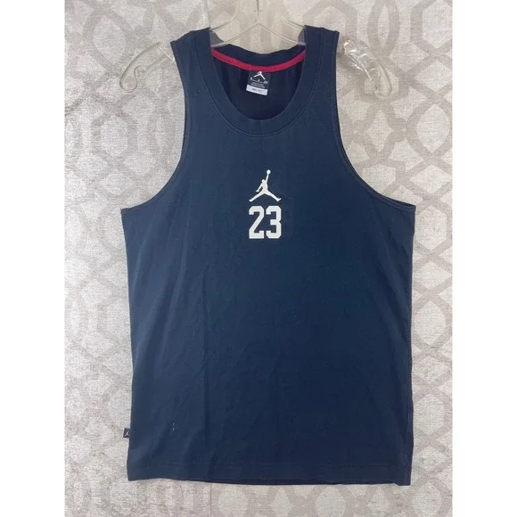 Jordan Mens Dri-FIT Basketball Tank Top Navy Blue 23 Graphic‎ 466628-010 Small