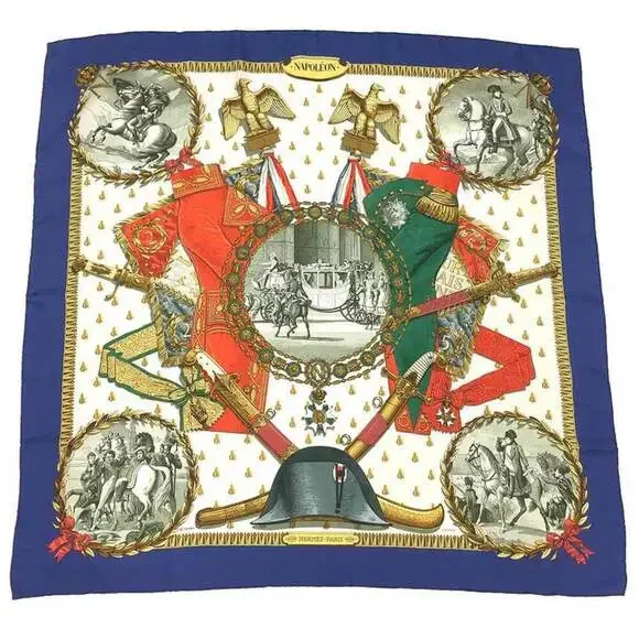 HERMES Authentic White Silk Scarf