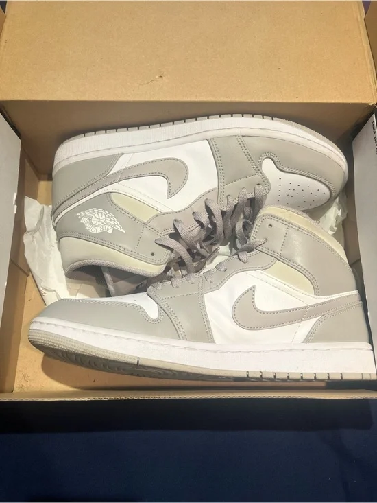 Jordan Mid-Top Sneakers in Light Gray and White
