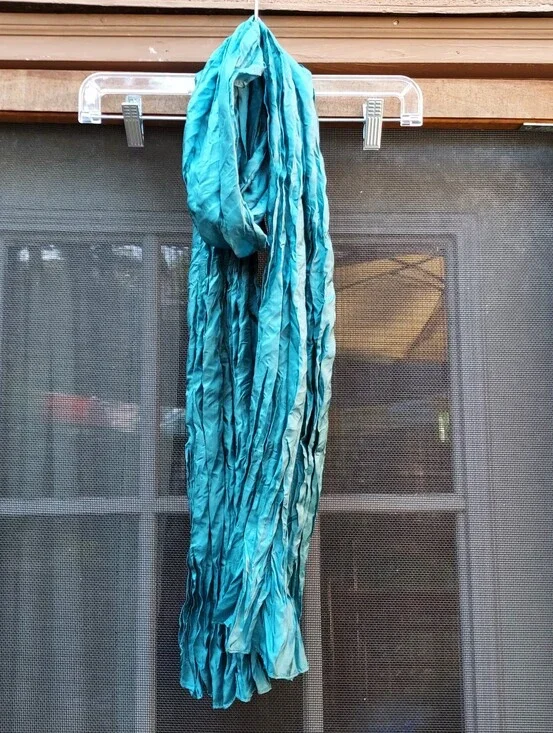 Gudrun Sjoden Crinkled Silk Scarf In Emerald Green