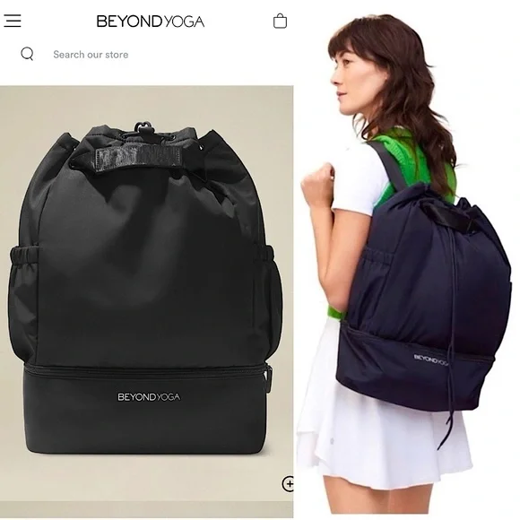 Beyond Yoga Convertible Gym Bag Black Nylon Backpack Shoulder Tote Travel School
