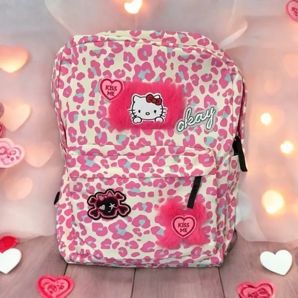 🆕 Hello Kitty Leopard Print Backpack - Durable Large Capacity Bag - Anime