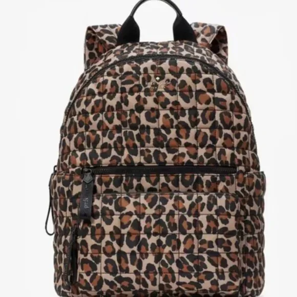 Kate Spade Camden Quilted Large Spotted Leopard Backpack Brown Multi NWT $399