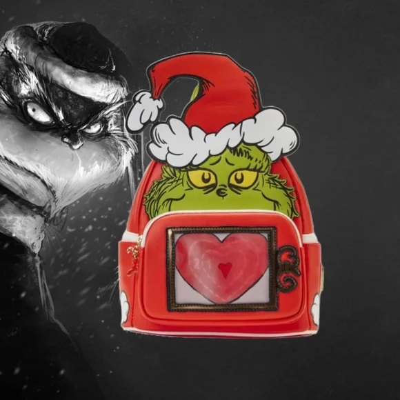 Loungefly Dr Seuss Grinch Lenticular Heart Mini Backpack - IN HAND