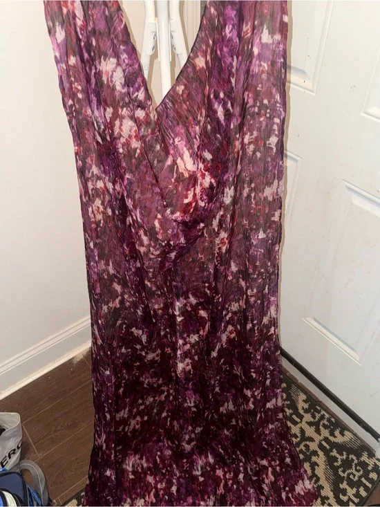 This is a 100% silk Lafayche Accessories scarf in a deep purple