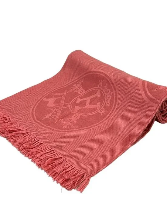 HERMES New Libris - Pink Silk Cashmere Scarf