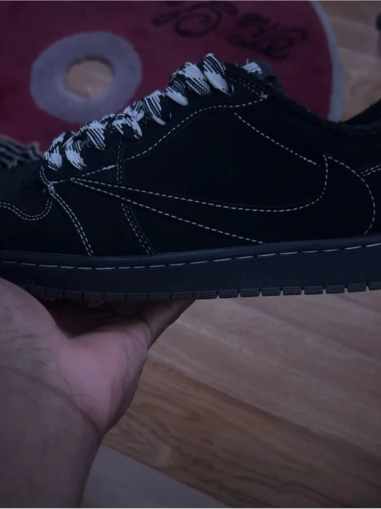 Jordan Low-Top Black Suede Sneaker with Contrast White Stitching