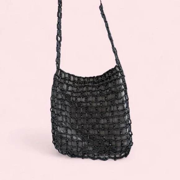 Vintage‎ Nordstrom Gray Beaded Net Bag
