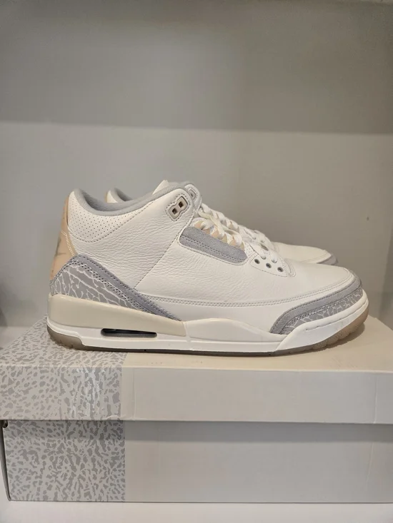 Jordan 3 Retro Craft Ivory sneakers, featuring a white leather upper