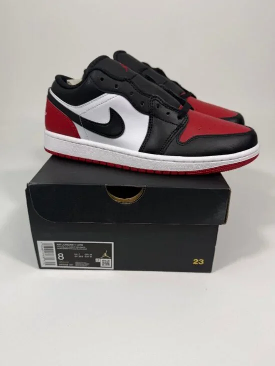 Men Air Jordan 1 Low Sneakers 8 White/Black-Varsity Red-White