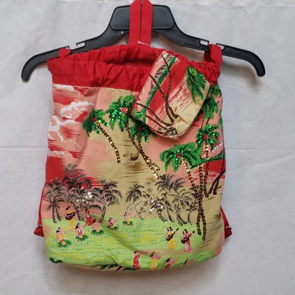 Hawaiian Motif Backpack/Coin Purse