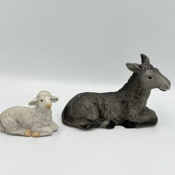 Vintage‎ Donkey Lamb Nativity Figurines