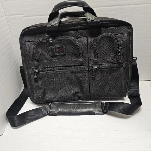 Black Tumi Alpha Bag Strap Adjustable Laptop Brief Case Briefcase Handles T-Pass
