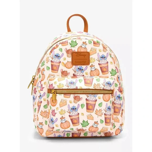 Loungefly Disney Lilo and Stitch Pumpkin‎ Spice Stitch Latte Mini Backpack