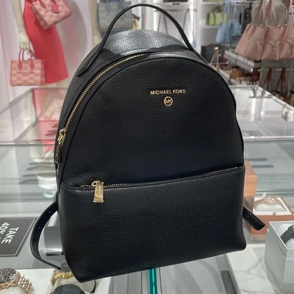 Michael Kors Womens Valerie Medium Logo Backpack 30F2G9VB2B  Black NWT