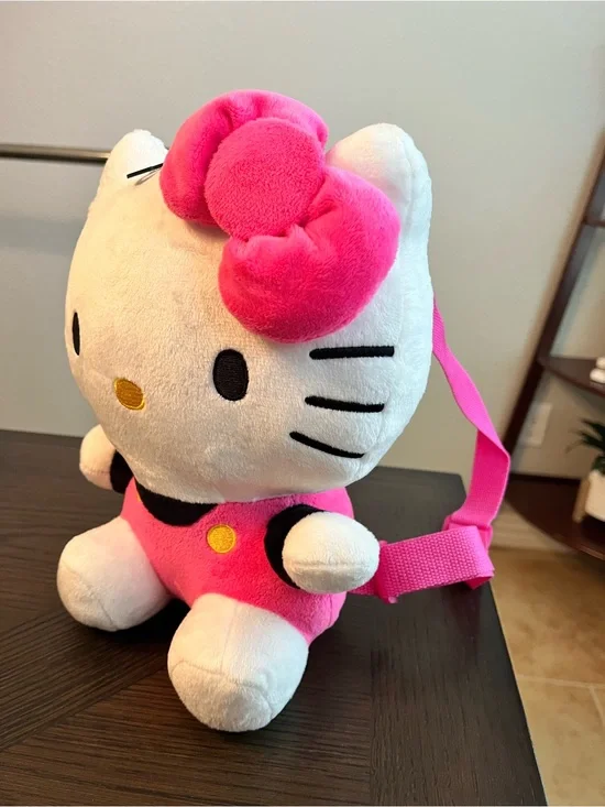 Hello Kitty Plush Mini Backpack Pink White Black Sanrio Kawaii Stuffed Backpack