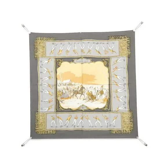 Hermes LES PLAISIRS DU FROID Silk Scarf