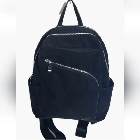 Dkny Black Faux Leather Soft Zip Multi Compartment Sport Backpack Guitar Strap