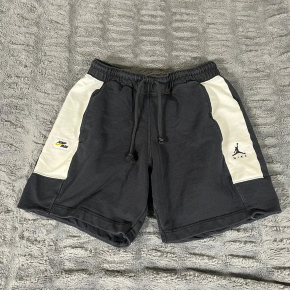 Jordan Jumpman Mens Black White Colorblock Fleece Shorts DA7204-010 Small