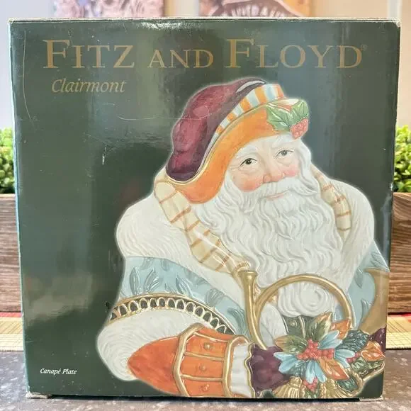 Fitz and Floyd Classics Old World Santa Canape Plate Clairmont Collection 2006