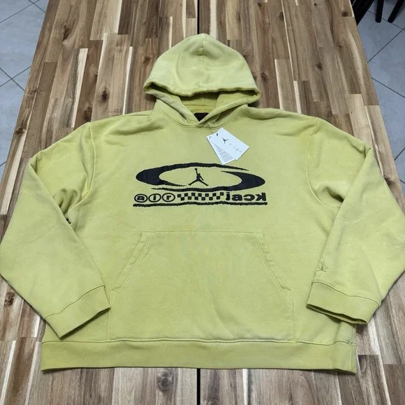 Jordan Travis Scott Hoodie Mens L Celery Heavyweight Streetwear Pullover NWT