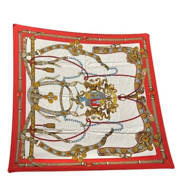 Vintage Italian Silk Scarf – Equestrian Crest Design