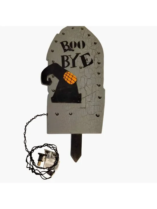 Halloween Light Up Tombstone Grave Stone Boo Bye Witch Hat
