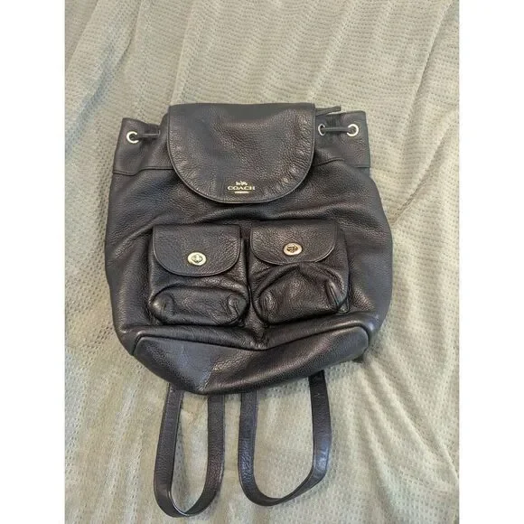 Coach Women’s Leather Backpack Tutnlock Ruksak Black Travel Small