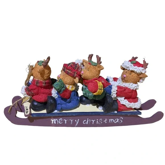 Merry Christmas‎ Snow Sleigh 4 Reindeer Bears Decorative Funtime 11