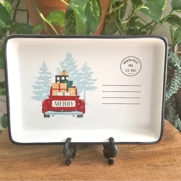 Hallmark VIP 2023 Merry Christmas North Pole Postcard Ceramic 7”in Trinket Tray