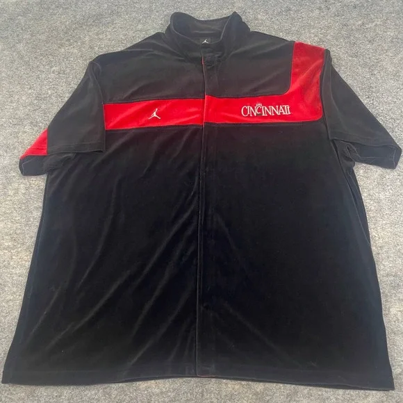 VTG Jordan Cincinnati Bearcats Warmup Jacket 4XL Velour Jumpman Black Red RARE