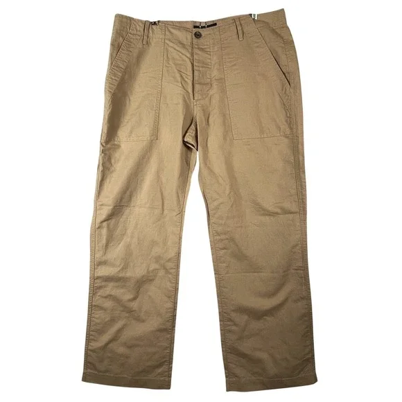 Banana Republic Mens 36x30 Linen Cotton Pants Khaki Straight Casual NWOT Pockets