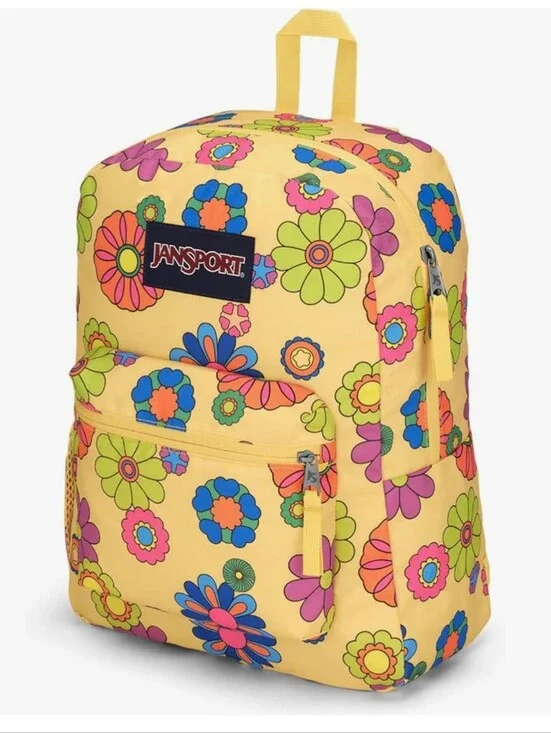 NWT JanSport Cross Town Backpack Power to the Flower Floral Retro
