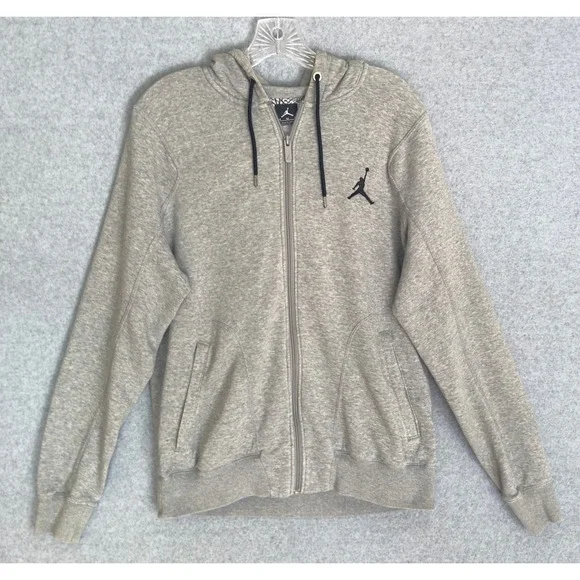 Nike Jordan Full Zip Jumpman Hoodie Mens Medium Gray Embroidered Logo Print