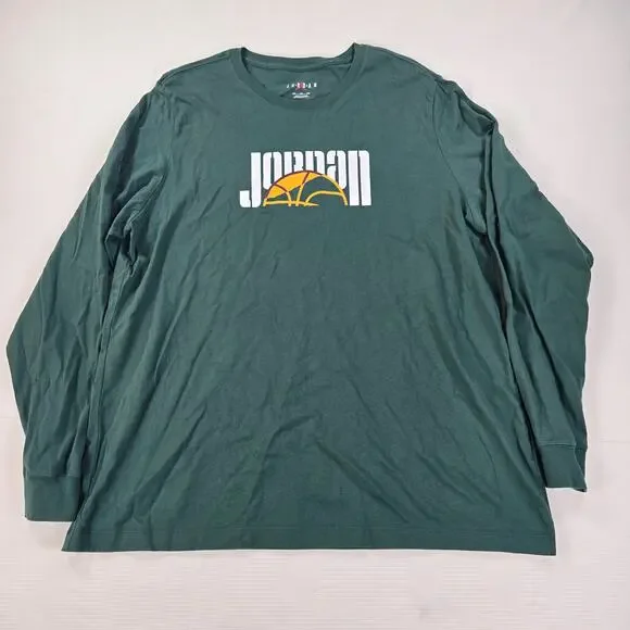 Nike Air Jordan Jumpman Retro DNA Long Sleeve Green‎ Shirt Men's Size 2XL