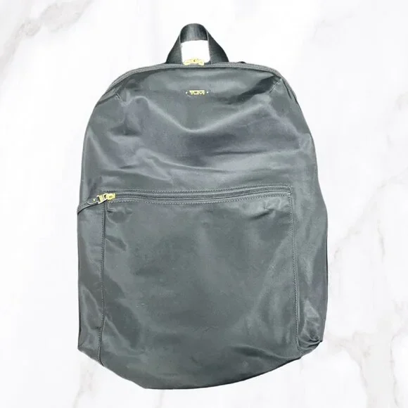 Tumi Black Nylon Packable Backpack w/ Gold Hardware,‎ OS