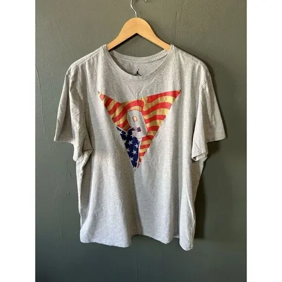 Jordan Brand Gray Short Sleeve Olympic Graphic T-shirt Size 2XL