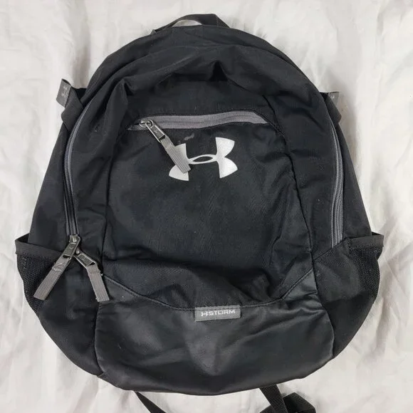 Under Armour Storm Backpack Black School Gym Bag Adjustable Straps Mesh Pockets