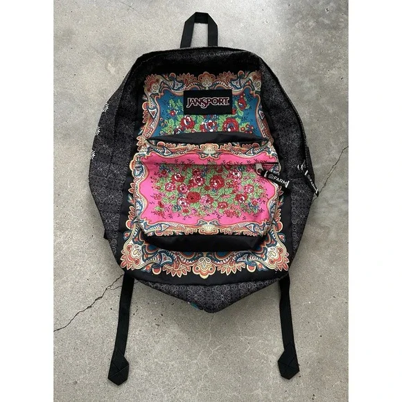 RARE JanSport x FARM Rio Porto Claro Mixed Floral Paisley Backpack Bag School‎