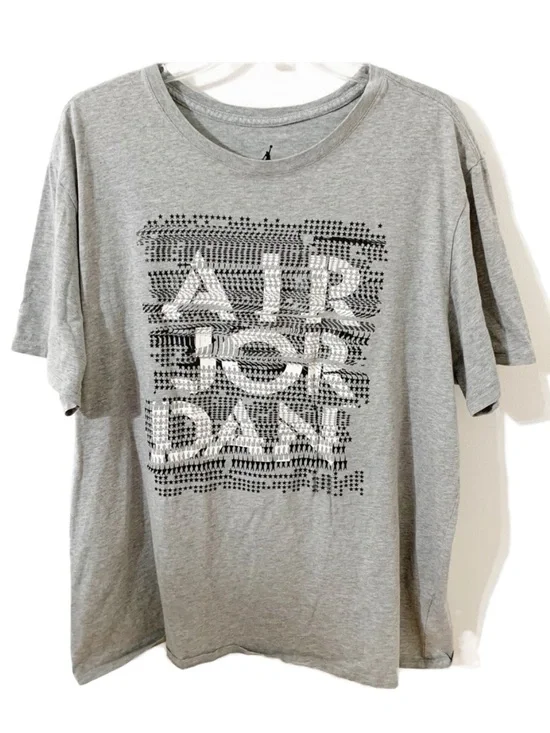 Air Jordan Gray Graphic T-Shirt Men’s Cotton Crewneck Short Sleeve Tee Size XXL