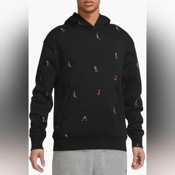 NIKE JORDAN ESSENTIALS AA-OVER-PRINT FLEECE HOODIE. 
