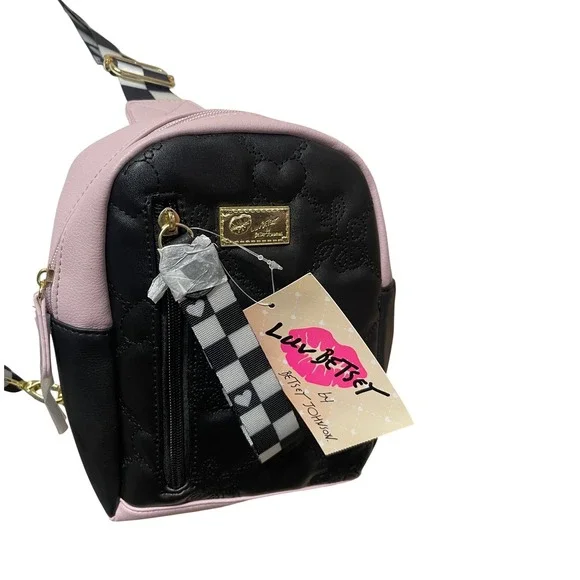 LUV BETSEY‎ BY BETSEY JOHNSON  LBLEELA Mini Sling Backpack Quilted Heart Y2K NWT