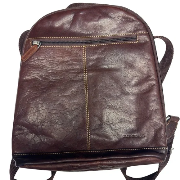 Jack Georges Brown Leather Backpack‎