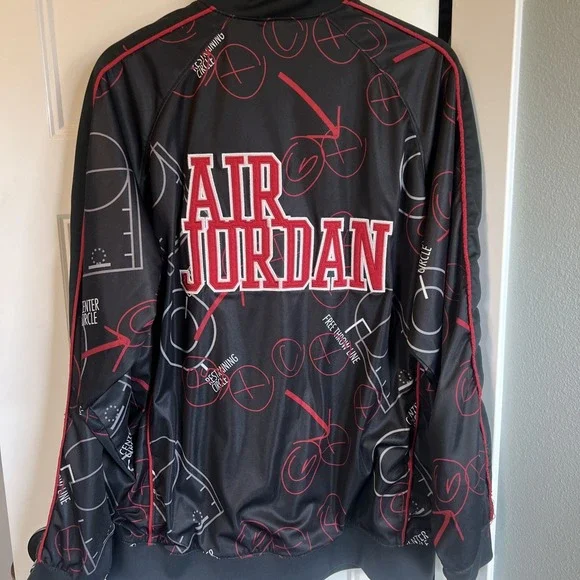 Vintage Y2K Jordan 23 Track Jacket Men's XL Spellout Full Zip Black Red Rare!