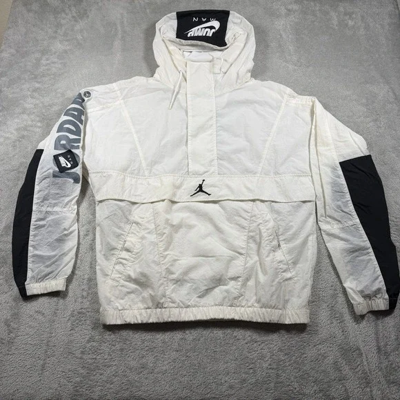 Nike Air Jordan Jumpman Classic Woven Jacket Mens Small White Hooded CV1864-100