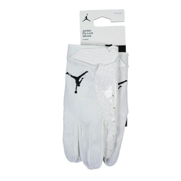 Jordan Fly Lock Football Gloves Men 3XL White Silver Jumpman Logo Receiver