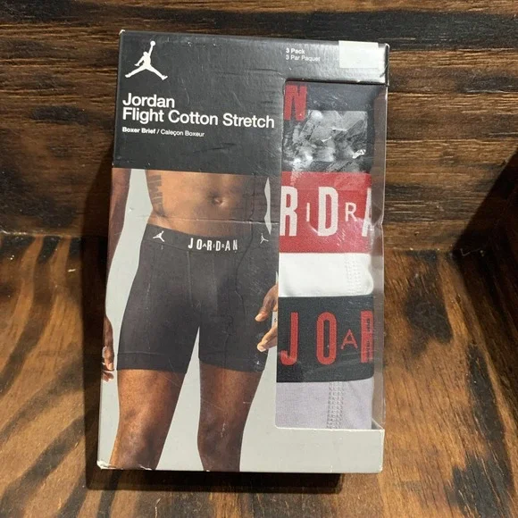 Jordan Flight Cotton Stretch Boxer Briefs - 3 Pack Men's Small  Gray Black New!