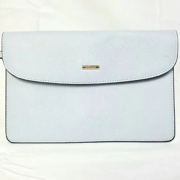 Francesca’s White Faux Leather Clutch Purse 10x7