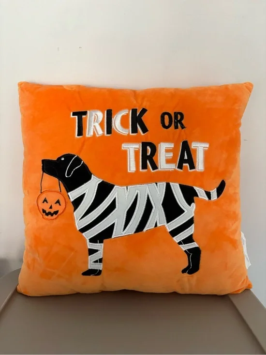 Ashland Halloween Trick Or Treat Embroidered Mummy Dog Decorative Pillow 16x16