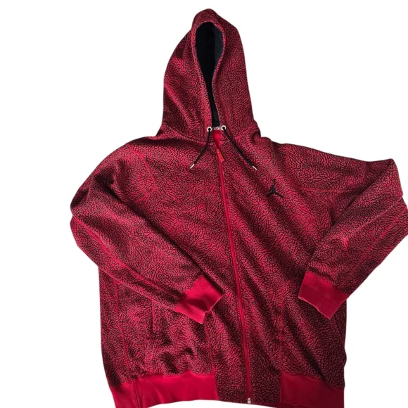 Vintage NIKE Air JORDAN Bulls Red Elephant Zip Hoodie Sweatshirt Sweater XXL